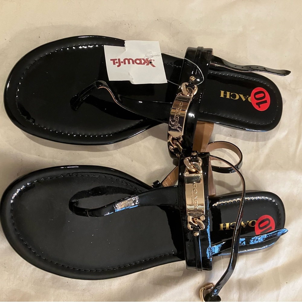 Brand new Black Gold Coach sandals